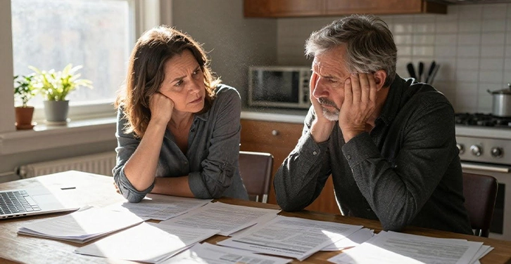 Couple discusses retirement accounts during divorce.